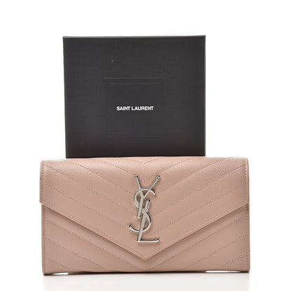 Saint Laurent Grain De Poudre Matelasse Chevron Monogram Wallet Pale Pink 8 of 8