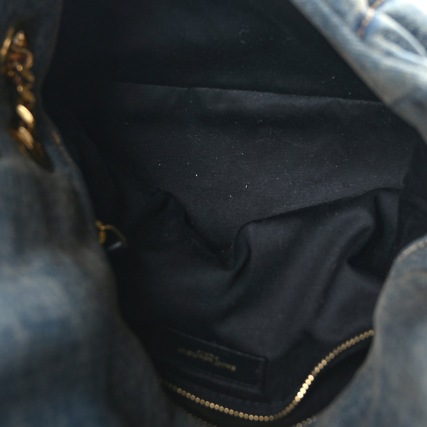 Denim Quilted Small Loulou Puffer Monogram Chain Satchel Blue Cinnamon