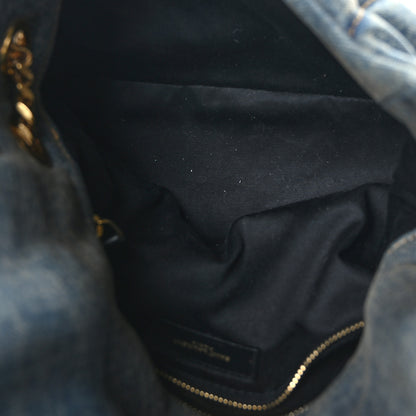 Saint Laurent Denim Quilted Small Loulou Puffer Monogram Chain Satchel Blue Cinnamon 5 of 9