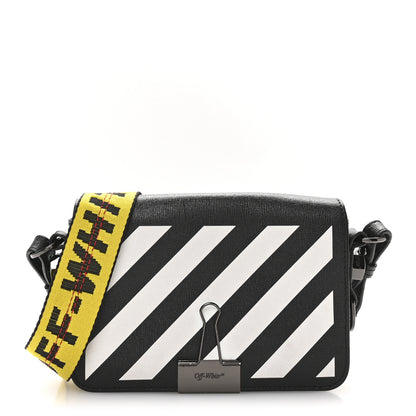 Off-White Saffiano Striped Mini Diag Binder Clip Bag Black White Yellow 1 of 11