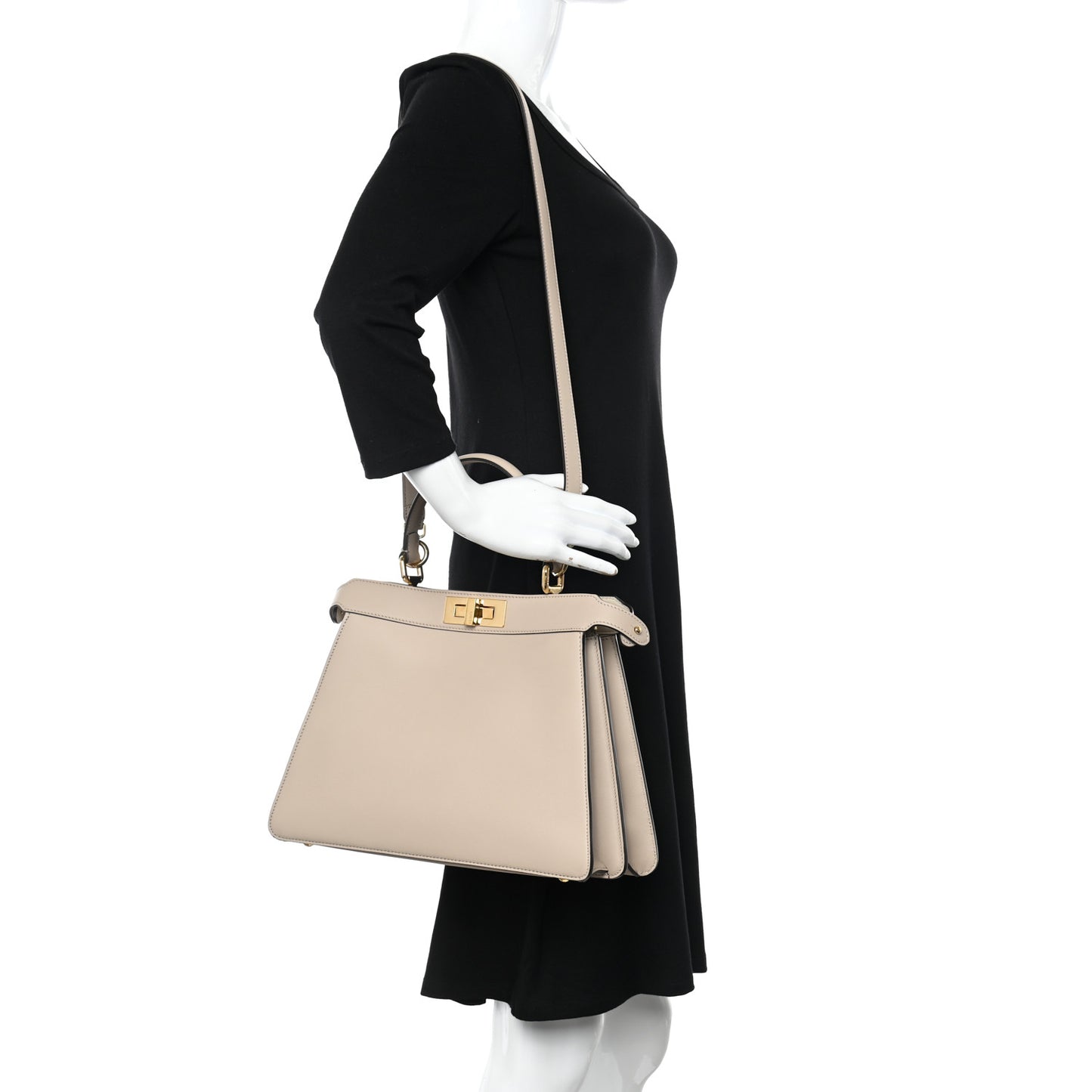 Vitello Seta Canvas FF Embroidered Medium Peekaboo I SEE U Satchel Nuvola Grezzo White