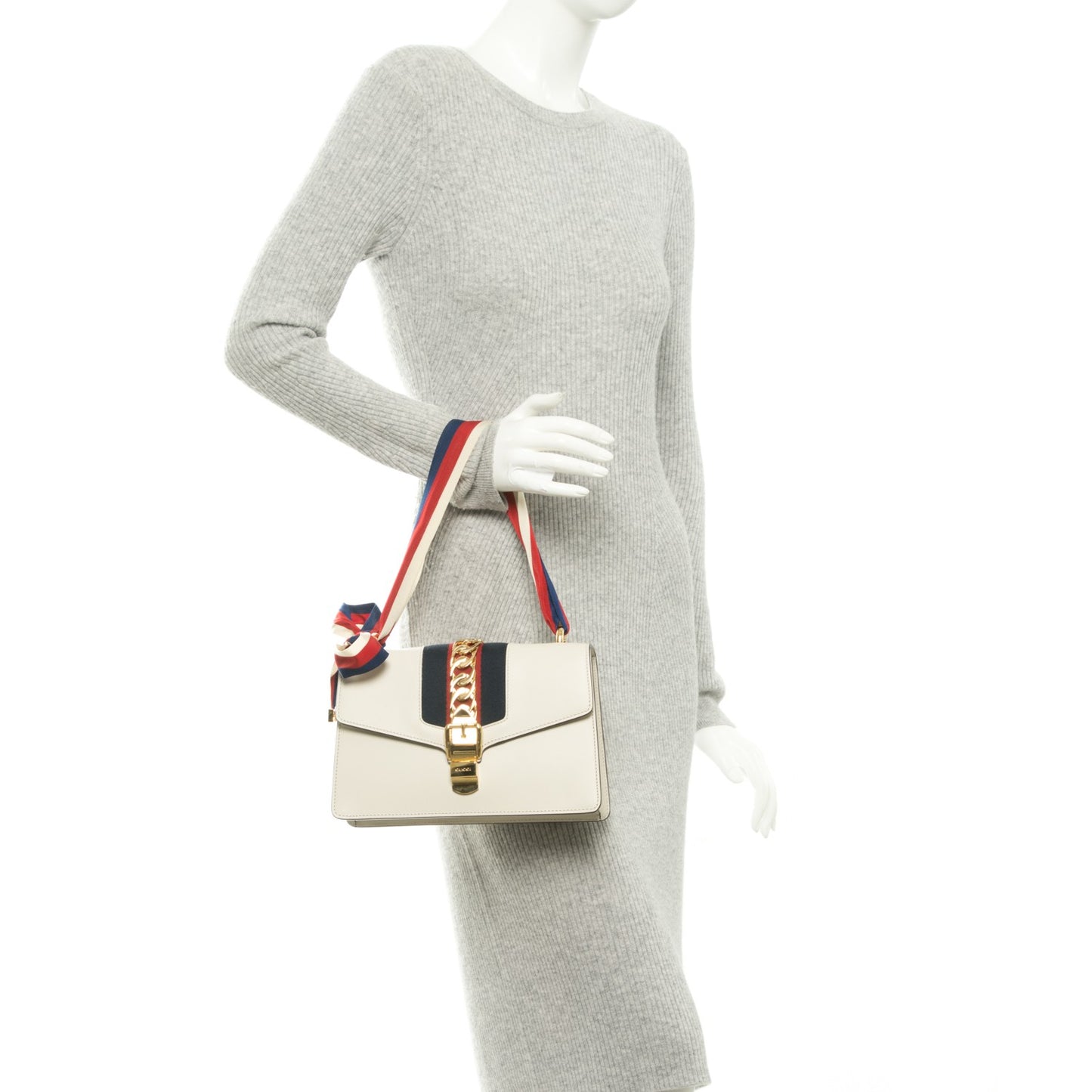 Calfskin Small Sylvie Shoulder Bag Off White