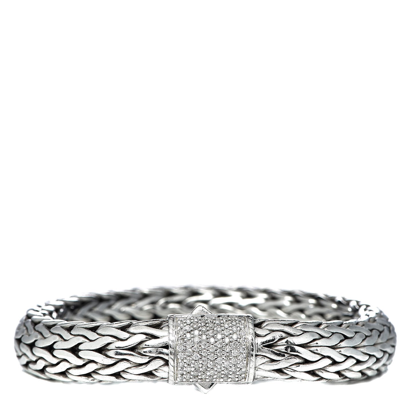 Sterling Silver Diamond 11mm Classic Chain Bracelet