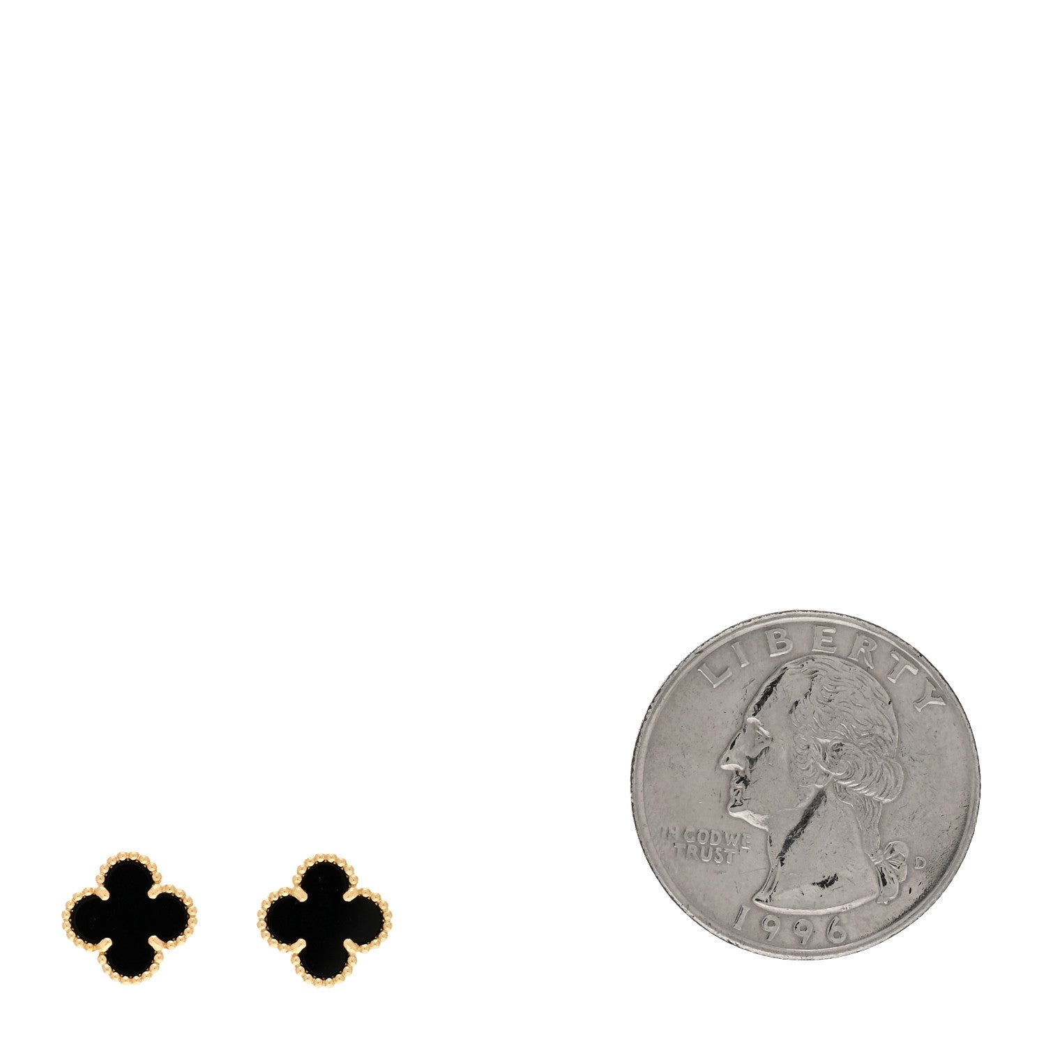 Van Cleef & Arpels 18K Yellow Gold Black Onyx Sweet Alhambra Earrings 2 of 5