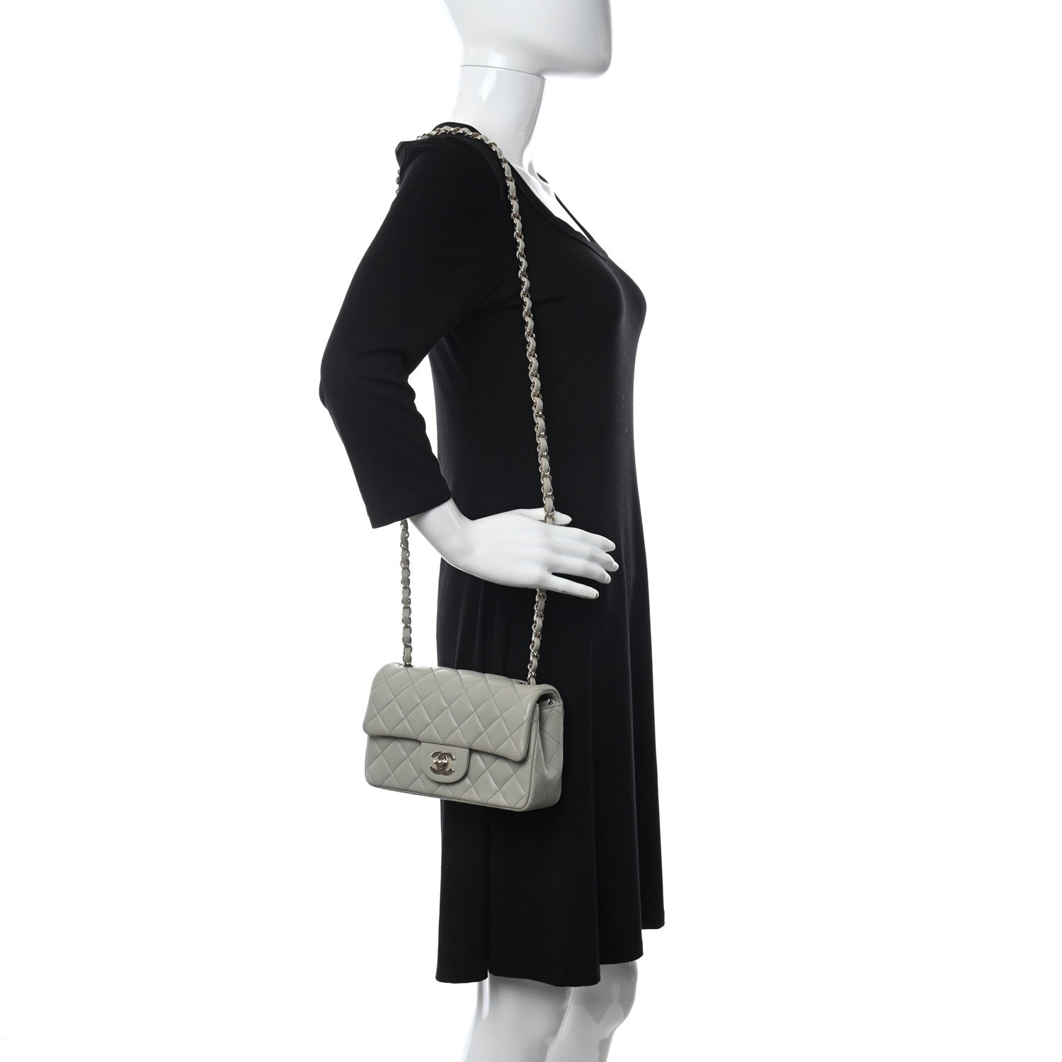 Chanel Lambskin Quilted Mini Rectangular Flap Grey 2 of 10