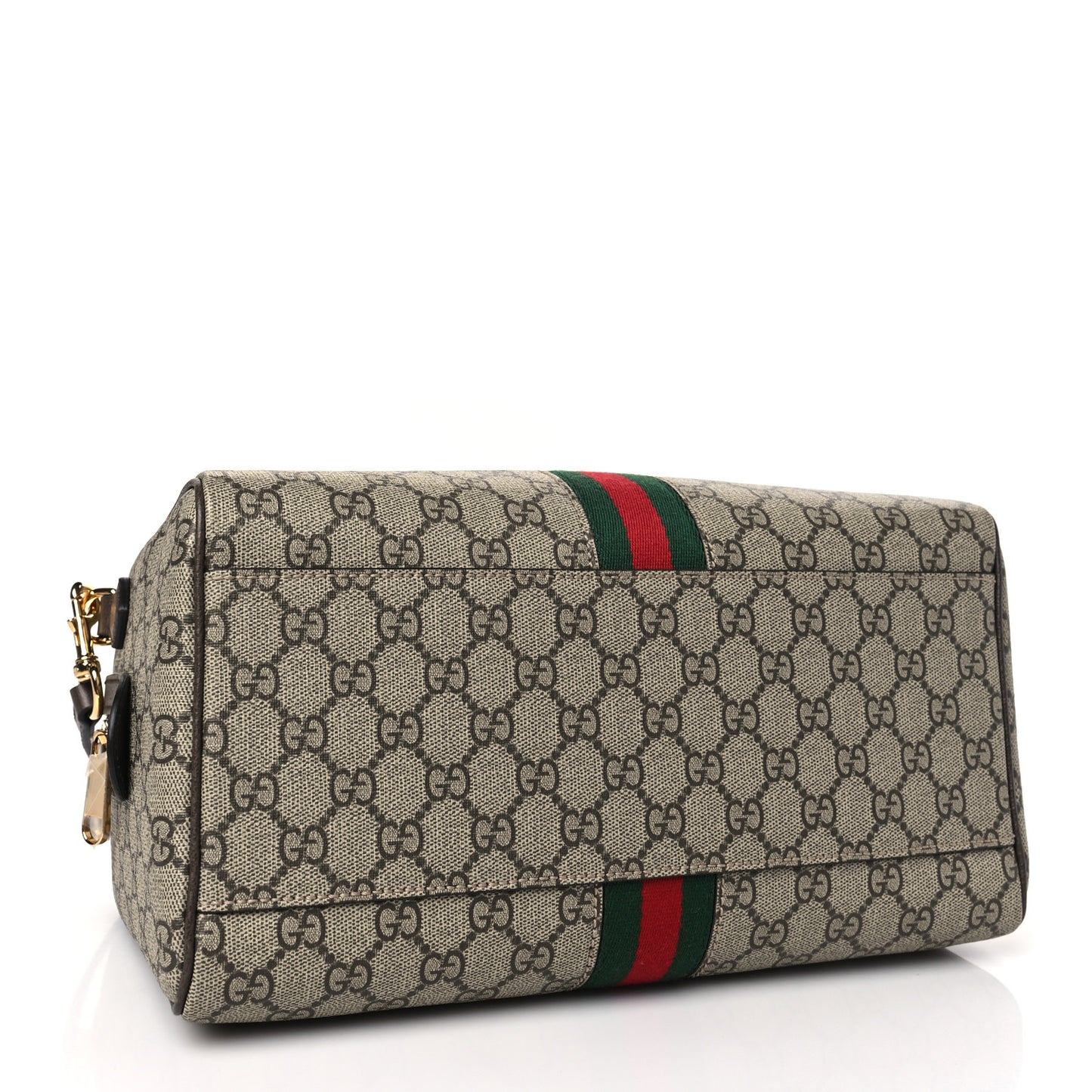 GG Supreme Monogram Web Medium Ophidia Top Handle Bag Beige Ebony