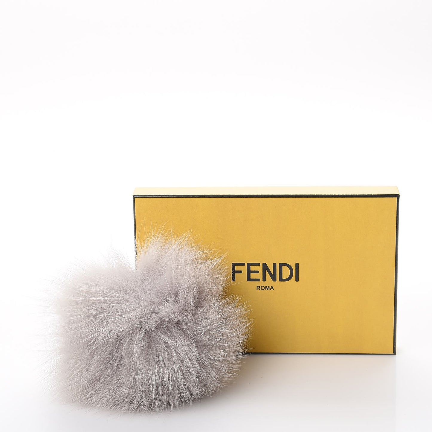 Fox Fur Vitello Elite Pom Pom Bag Charm Grigio Perla