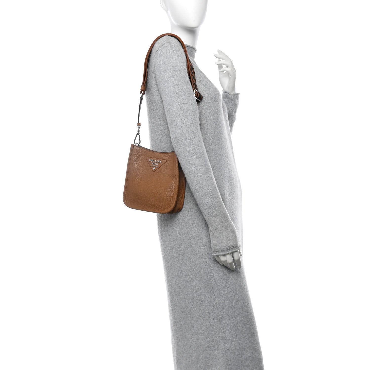 Prada Vitello Daino Soft Mini Hobo Messenger Bag Caramel 2 of 11