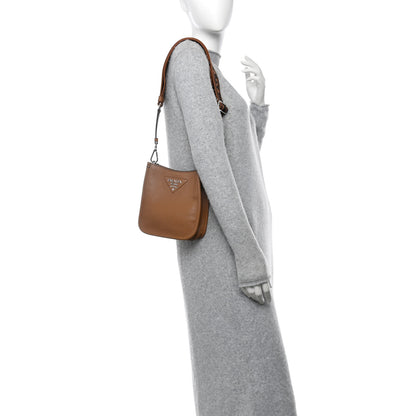 Prada Vitello Daino Soft Mini Hobo Messenger Bag Caramel 2 of 11