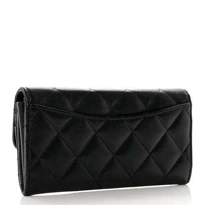 Chanel Caviar Quilted Medium Gusset Flap Wallet Black 3 of 9