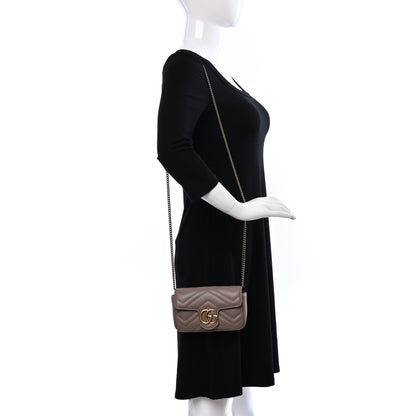 Gucci Calfskin Matelasse Super Mini GG Marmont Shoulder Bag Porcelain Rose 2 of 9