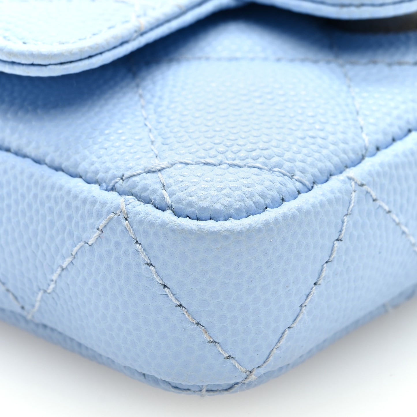 Caviar Quilted Mini Chain Belt Bag Light Blue