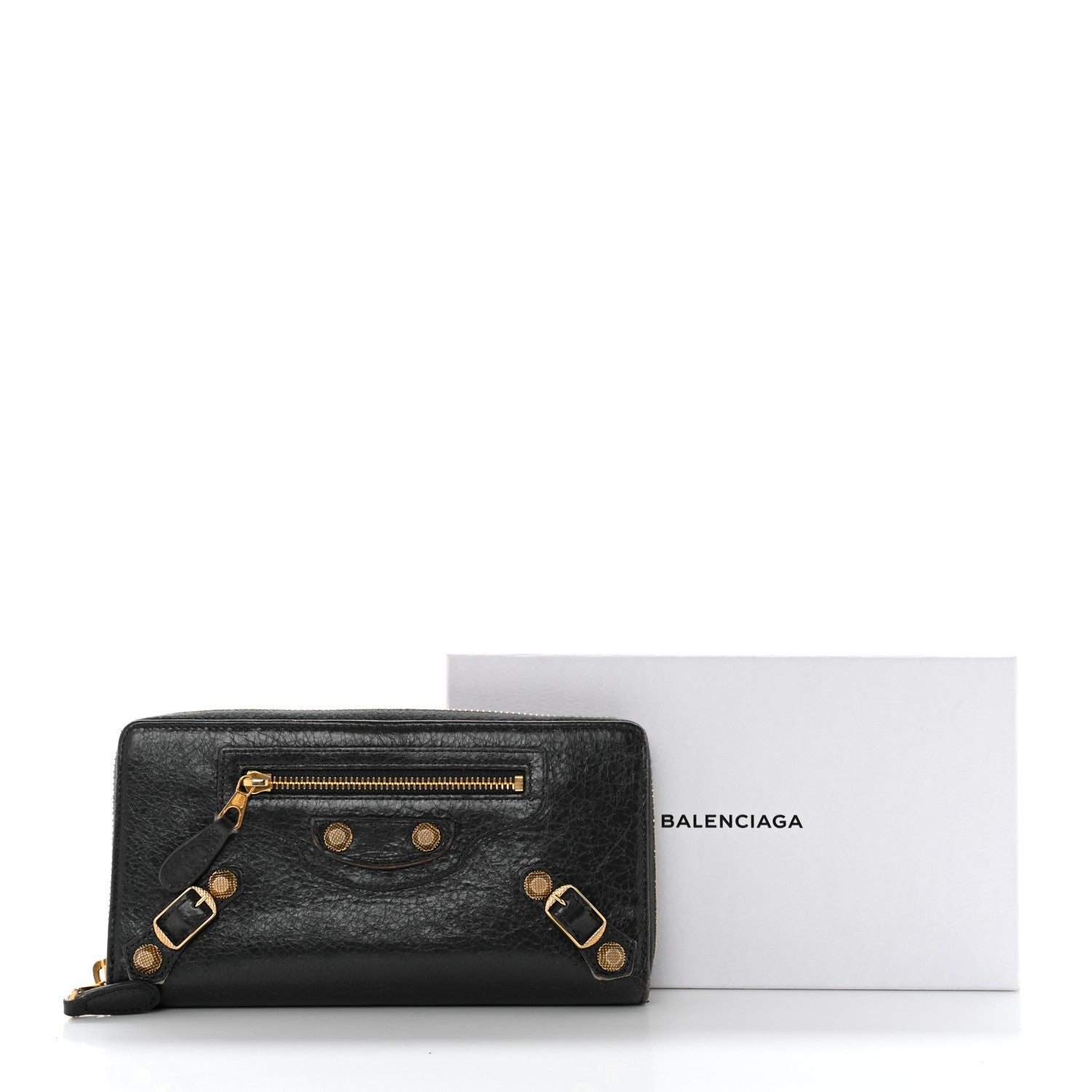 Balenciaga Agneau Giant 12 Gold Hardware Continental Zip Around Wallet Gris Fossile 13 of 13