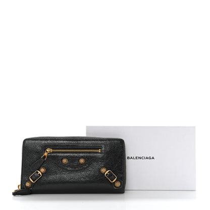 Balenciaga Agneau Giant 12 Gold Hardware Continental Zip Around Wallet Gris Fossile 13 of 13