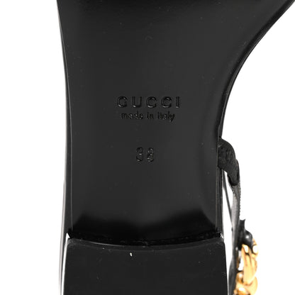 Gucci Vernice Crystal Lambskin Marina Ankle Wrap Sandals 38 Black 8 of 9