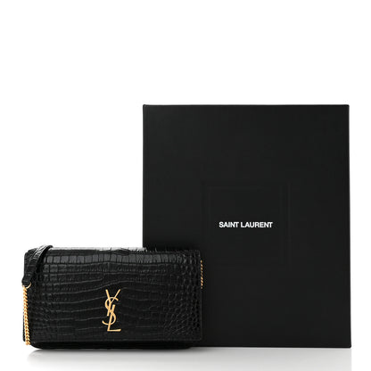 Saint Laurent Crocodile Embossed Monogram Phone Holder Crossbody Black 11 of 11