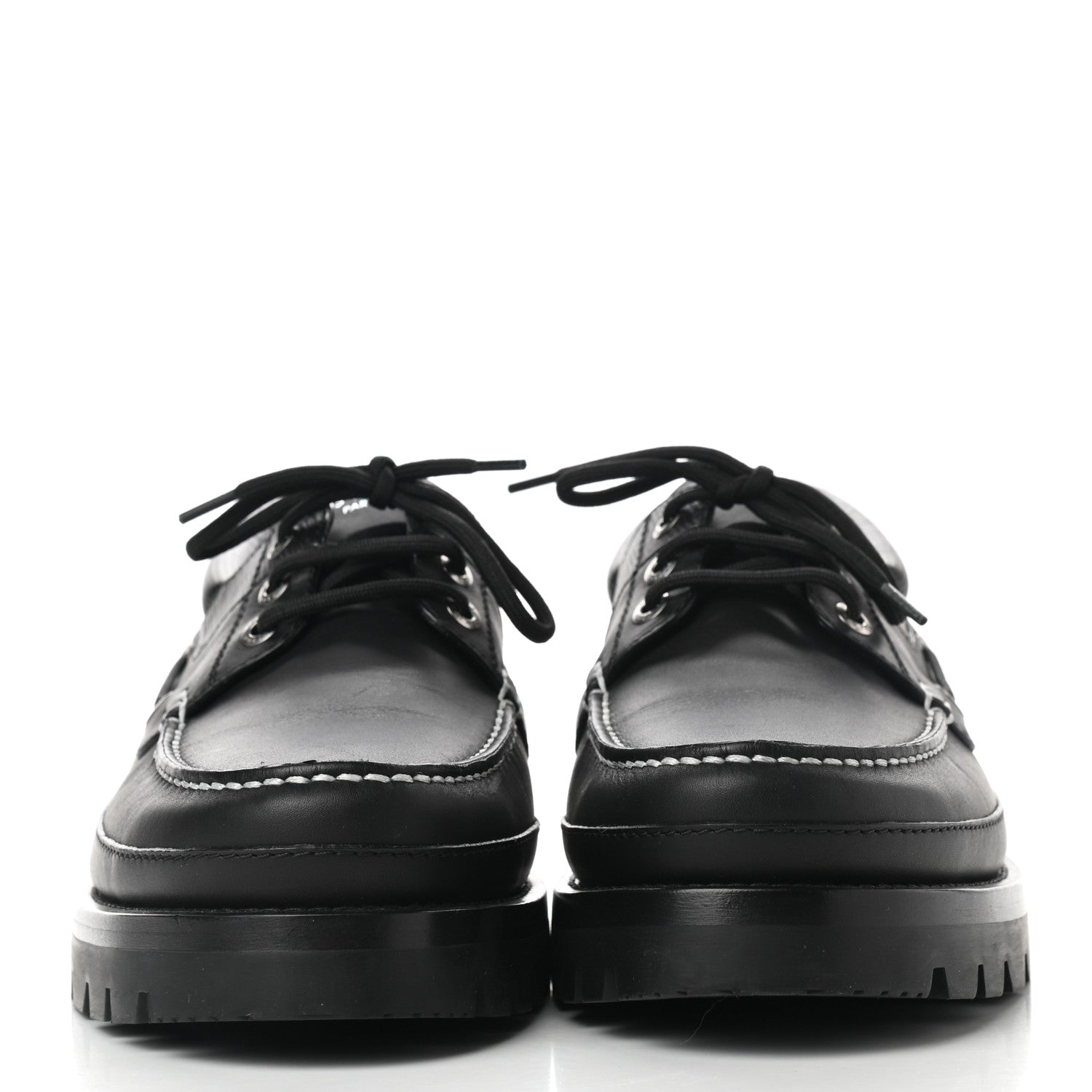 Louis Vuitton Calfskin Mens Summerland Boat Shoes 10 Black 2 of 8