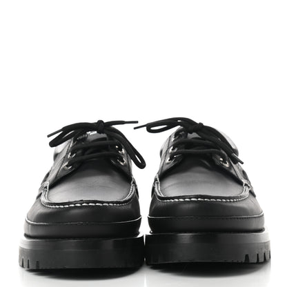 Louis Vuitton Calfskin Mens Summerland Boat Shoes 10 Black 2 of 8