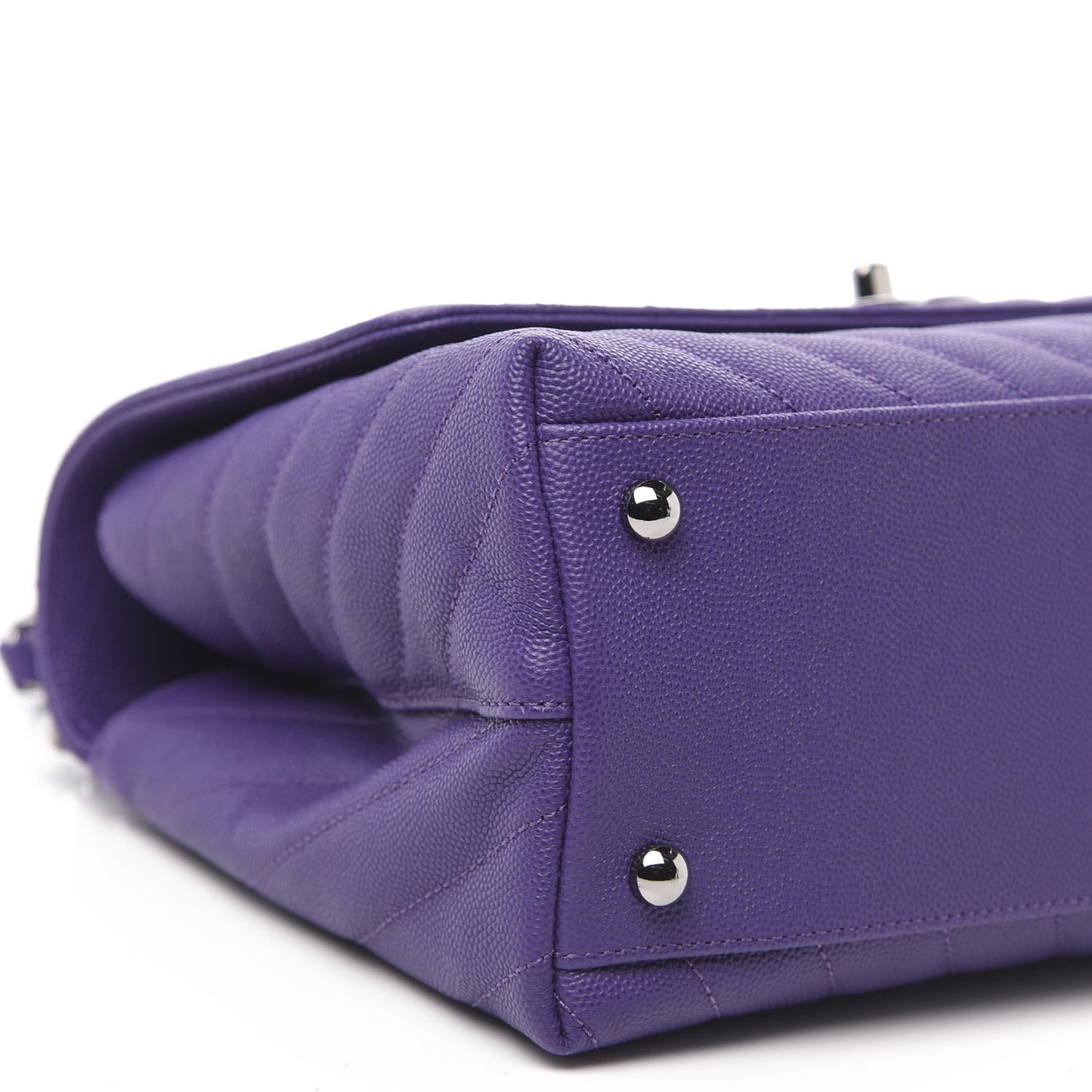 Caviar Chevron Quilted Small Coco Handle Flap Purple