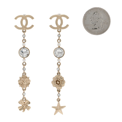 Chanel Crystal Pearl CC Charms Drop Earrings Gold 2 of 5