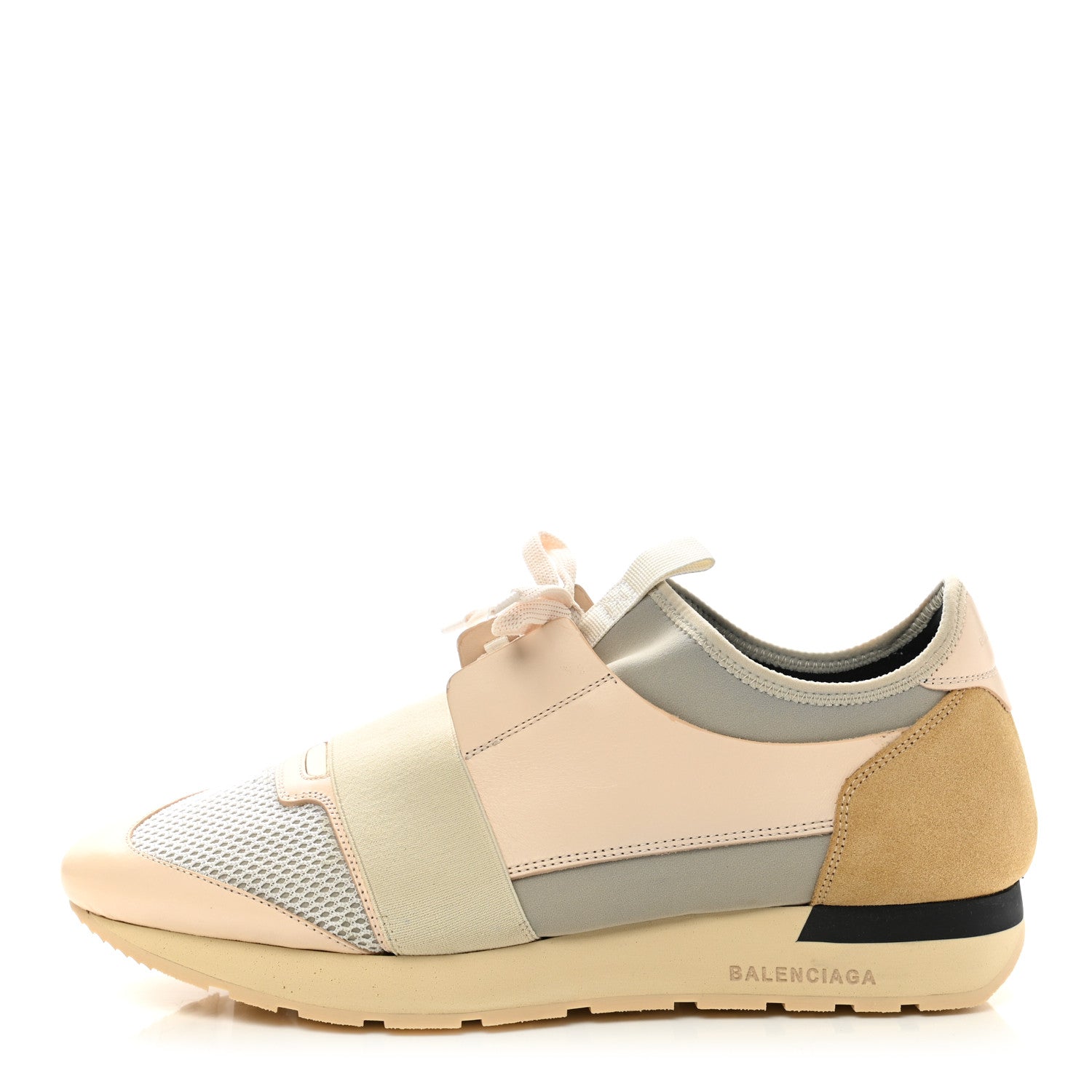 Balenciaga Mesh Calfskin Neoprene Suede Womens Race Runner Sneakers 42 White Black Craie Beige 1 of 9