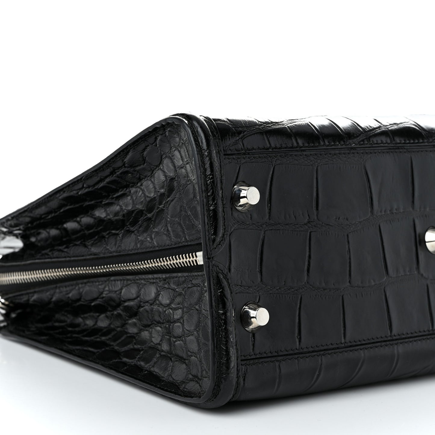 Calfskin Crocodile Embossed Tote Black