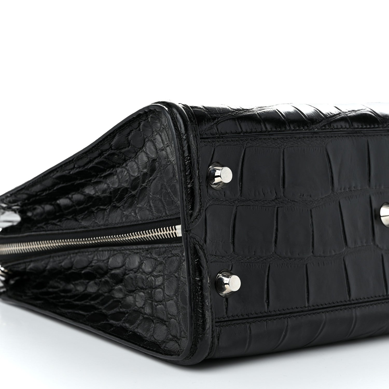 Alexander McQueen Calfskin Crocodile Embossed Tote Black 9 of 10