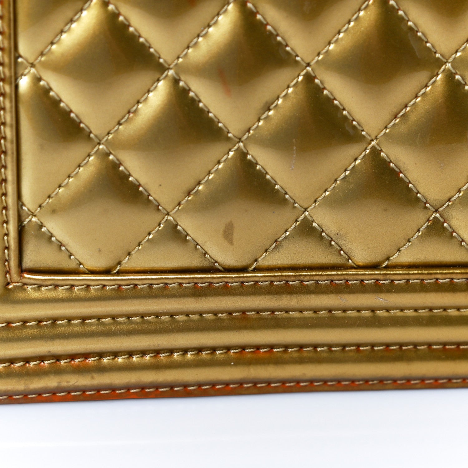 Chanel Metallic Patent Calfskin Quilted Medium Boy Flap Gold 19 of 26