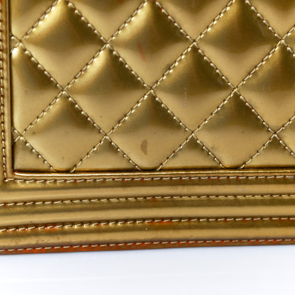 Chanel Metallic Patent Calfskin Quilted Medium Boy Flap Gold 19 of 26