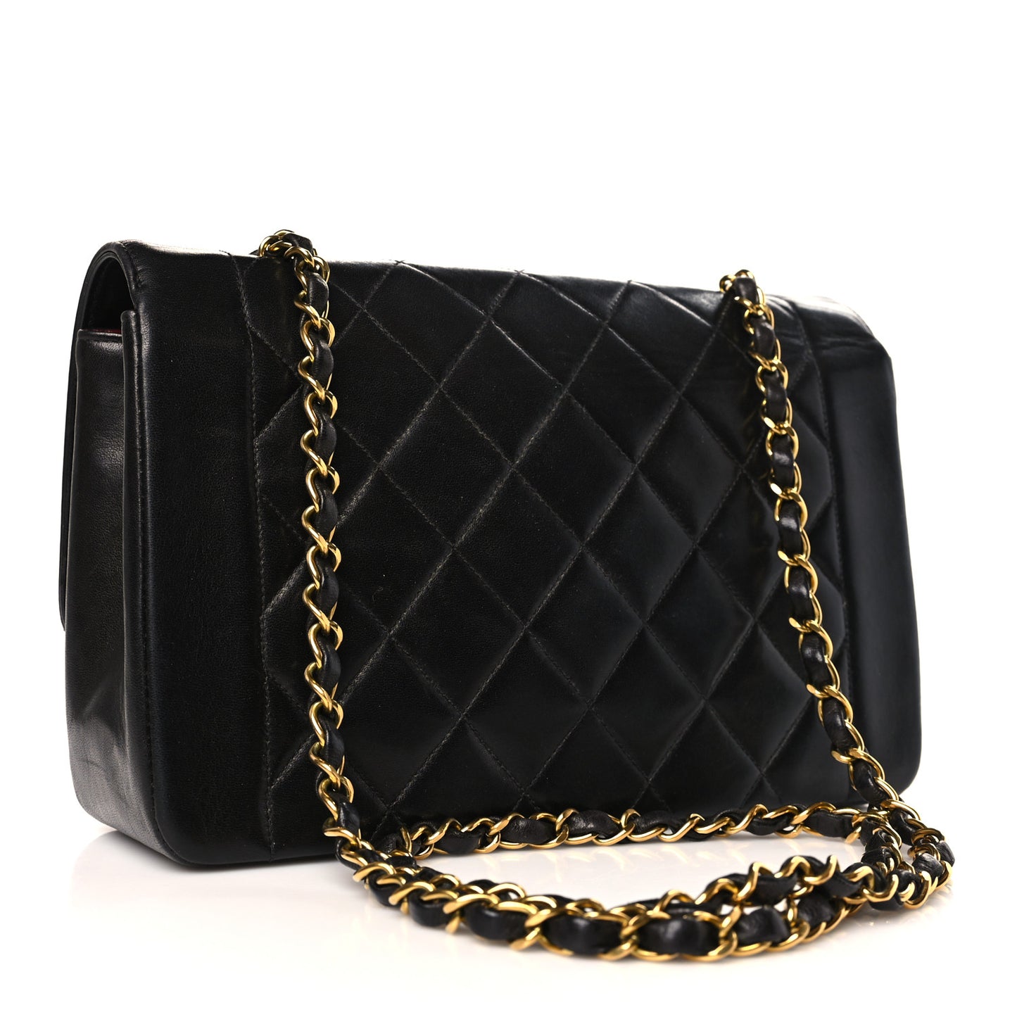 Lambskin Quilted Medium Single Flap Black