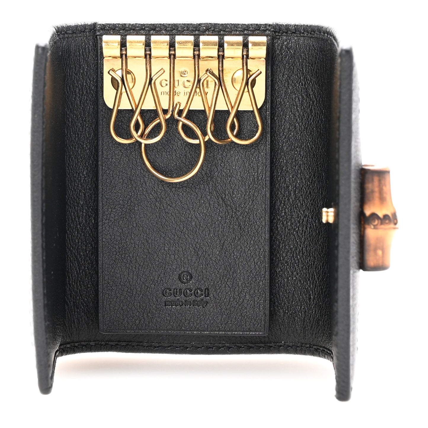 Wonka Grain Calfskin Diana 6 Key Holder Case Black
