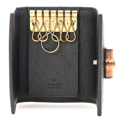 Gucci Wonka Grain Calfskin Diana 6 Key Holder Case Black 5 of 9