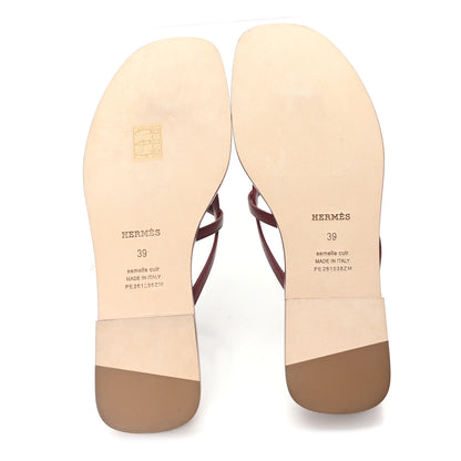 Hermes Calfskin Miss Sandals 39 Rouge H 6 of 9