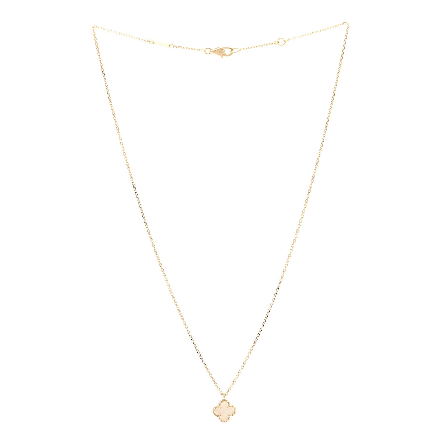 Van Cleef & Arpels 18K Yellow Gold Mother of Pearl Sweet Alhambra Pendant Necklace 3 of 6