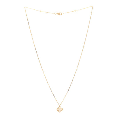 Van Cleef & Arpels 18K Yellow Gold Mother of Pearl Sweet Alhambra Pendant Necklace 3 of 6