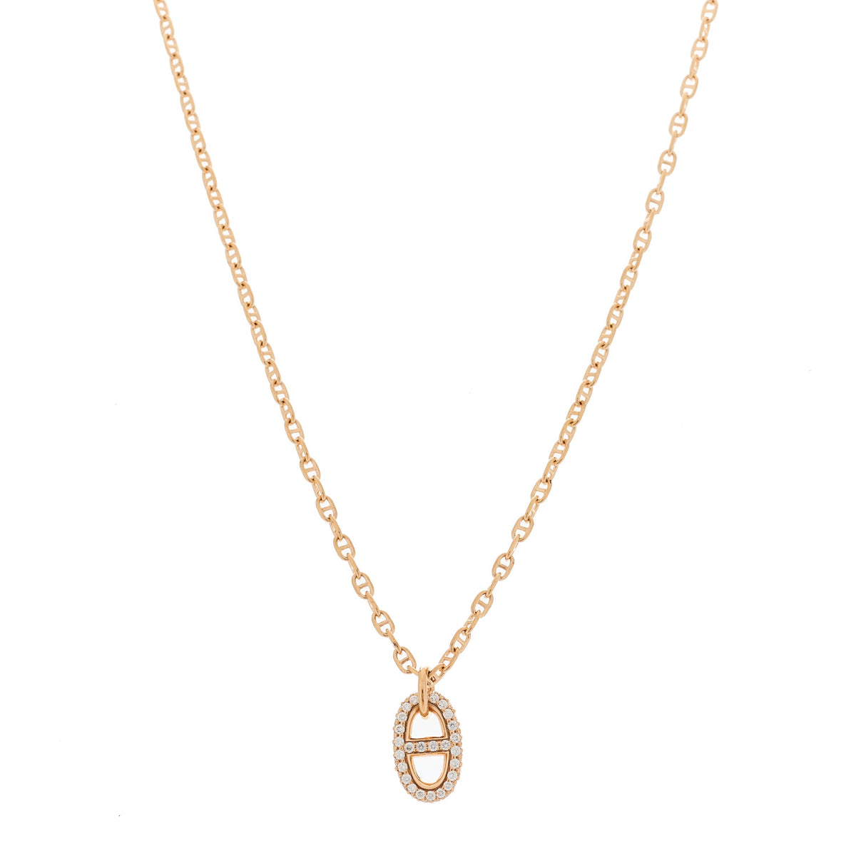 18K Rose Gold Diamond PM New Farandole Pendant Necklace ST