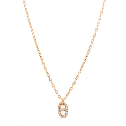 Hermes 18K Rose Gold Diamond PM New Farandole Pendant Necklace ST 1 of 5