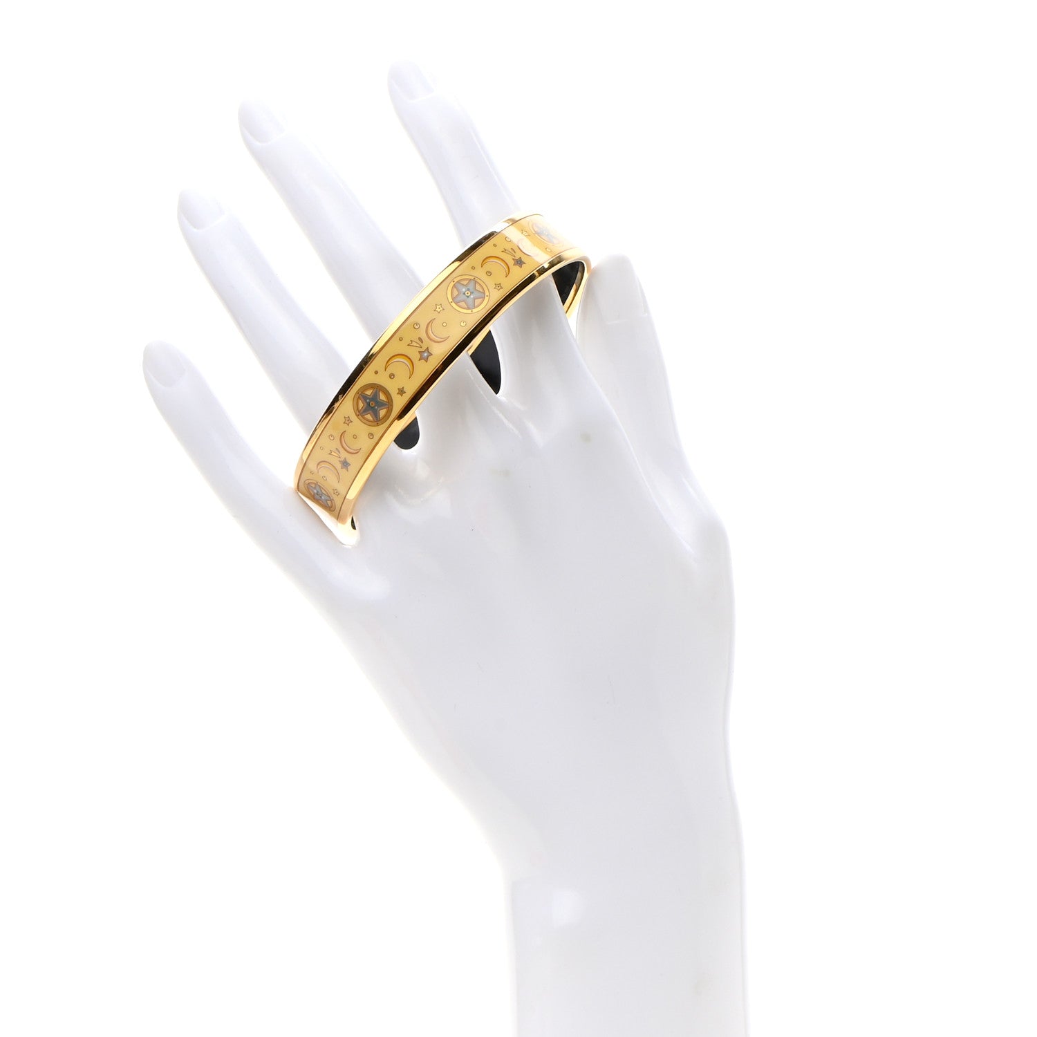 Hermes Enamel Printed Medium Moon Stars Bracelet 70 Yellow 2 of 5