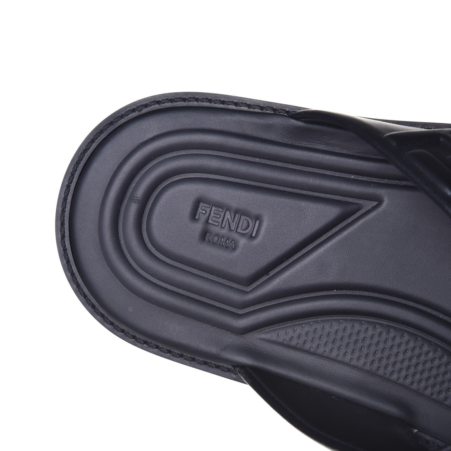 Fendi Nappa FF Embossed Mens Criss Cross Slide Sandals 6 Black 7 of 10