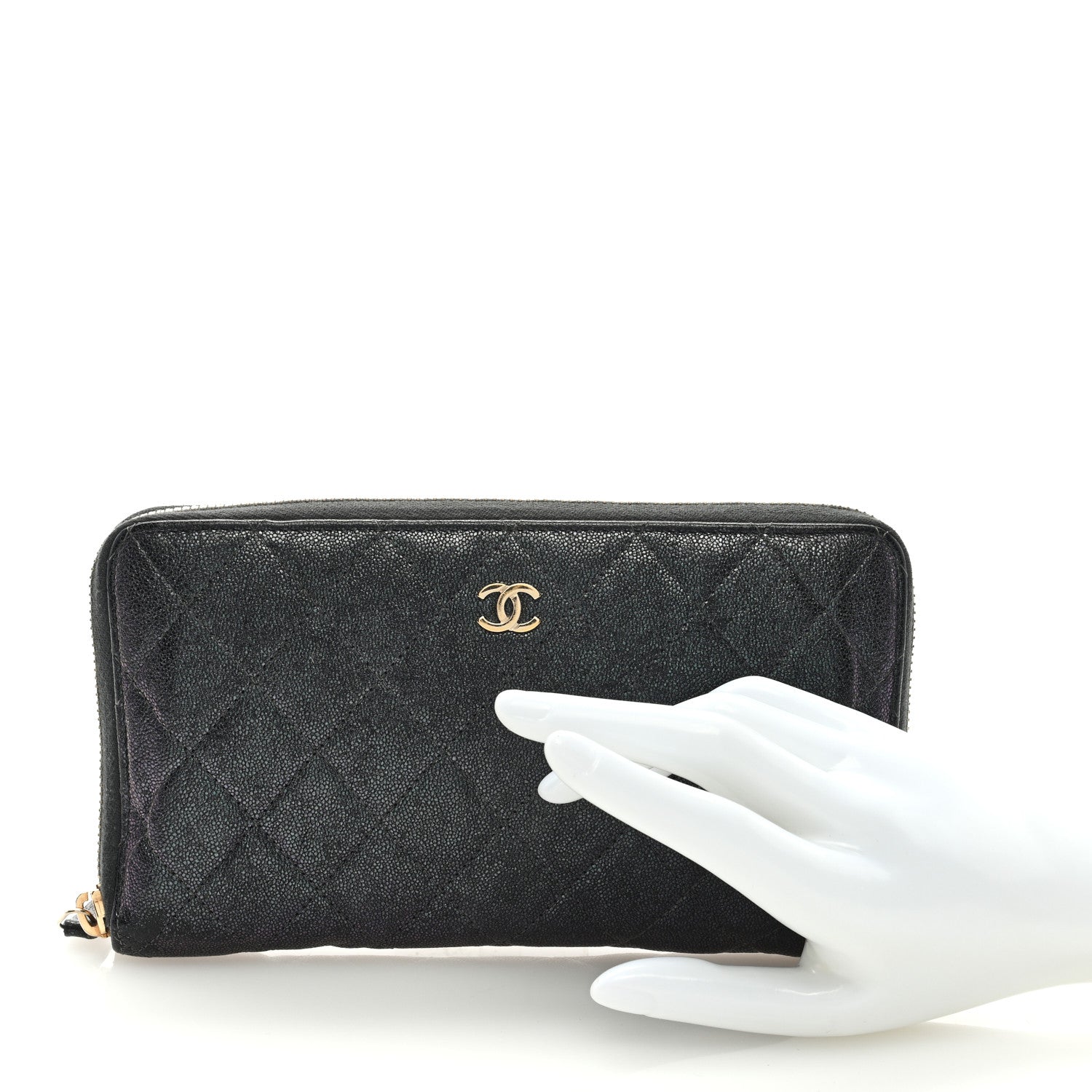 Chanel Iridescent Caviar Quilted Large Zip Around Organizer Wallet Black 2 of 7