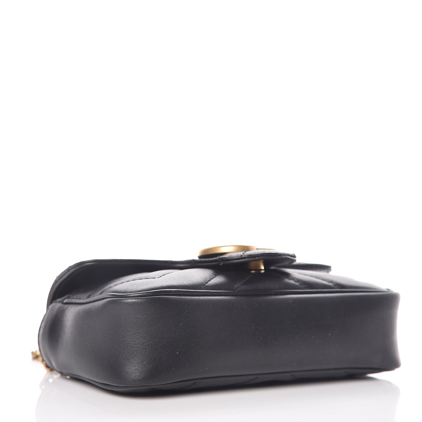 Calfskin Matelasse Super Mini GG Marmont Shoulder Bag Black