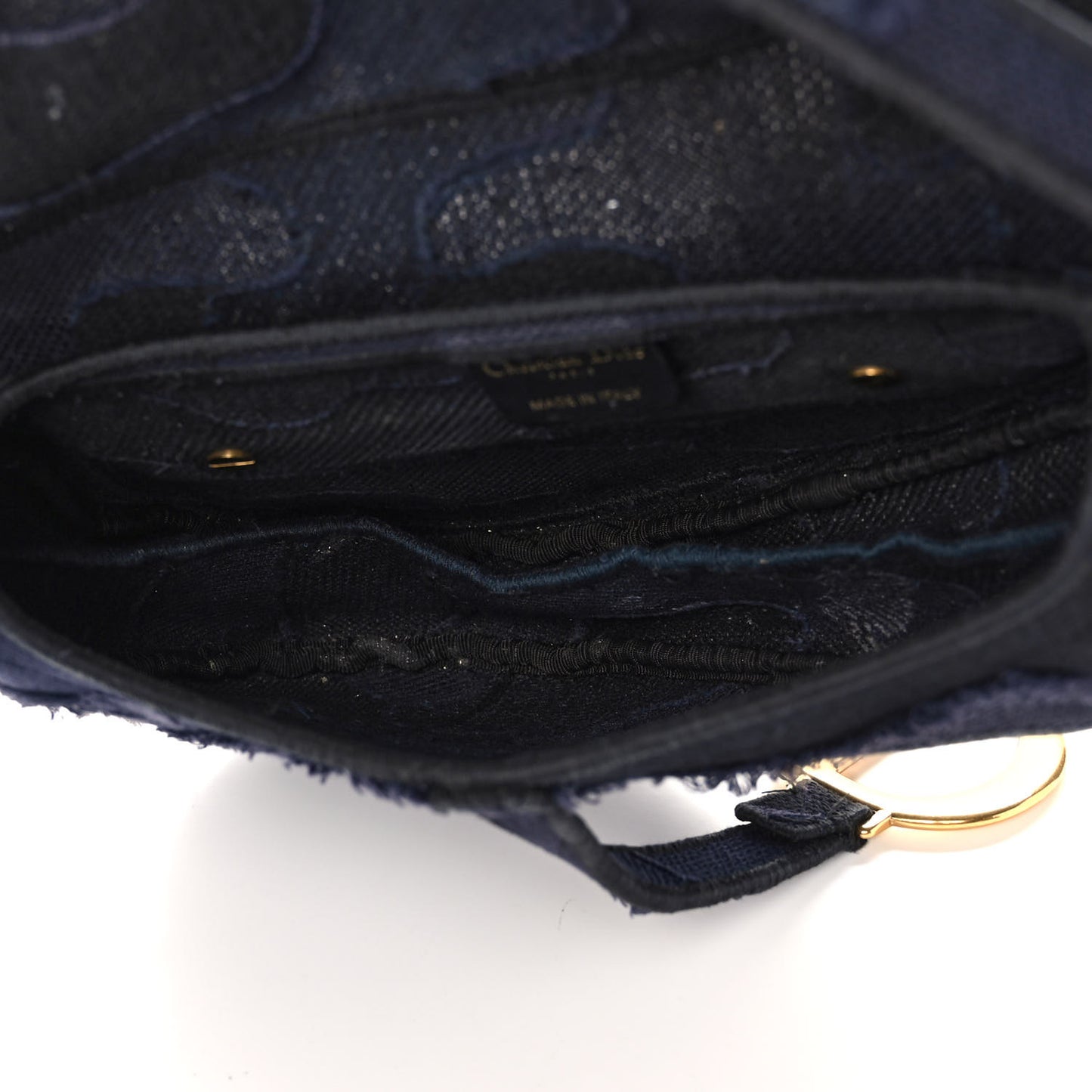 Canvas Embroidered Camouflage Saddle Bag Blue