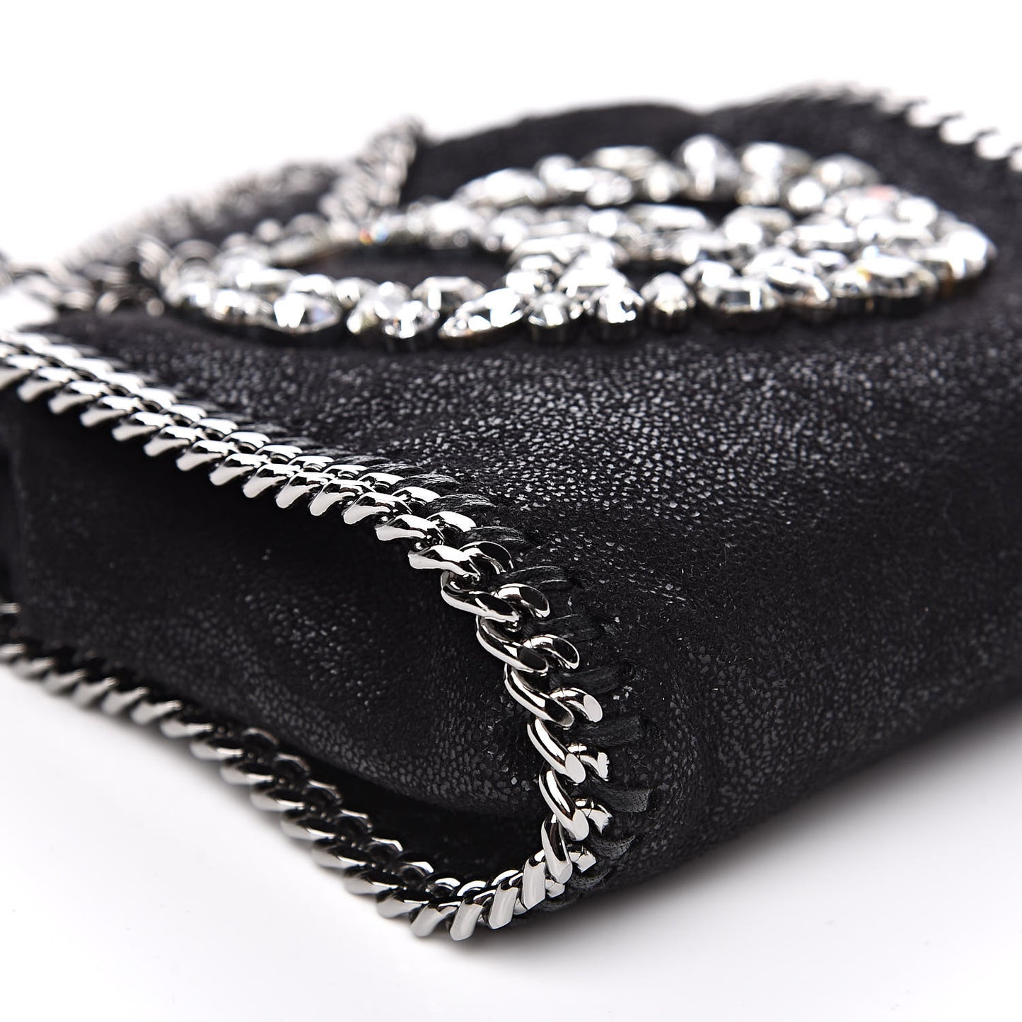 Shaggy Deer Crystal Stones Peace Tiny Falabella Tote Black
