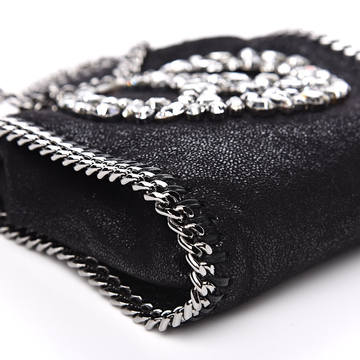 Stella McCartney Shaggy Deer Crystal Stones Peace Tiny Falabella Tote Black 8 of 10