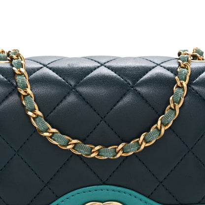 Chanel Lambskin Quilted Mini Two Tone Day Flap Navy Turquoise 8 of 10