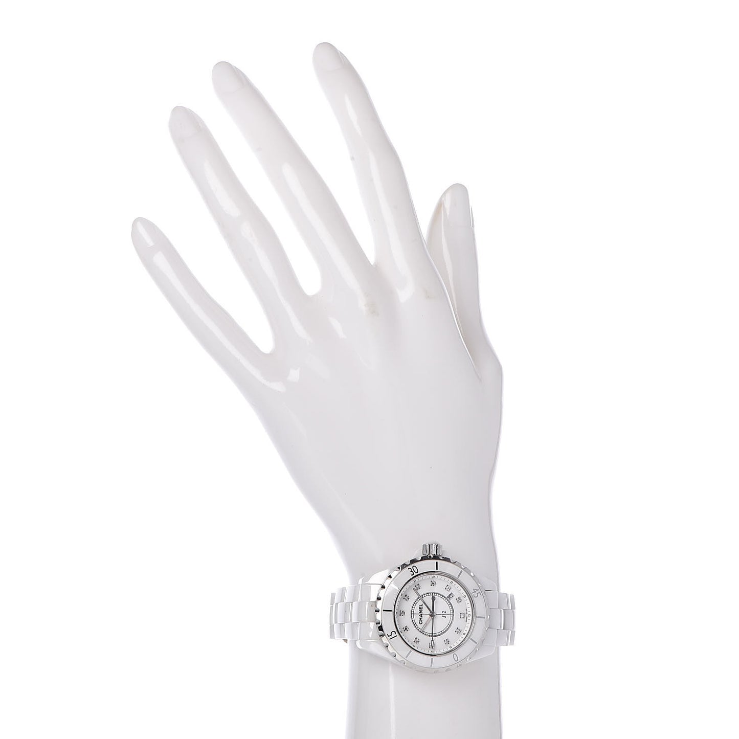 Stainless Steel Ceramic Diamond 33mm J12 Quartz Watch White