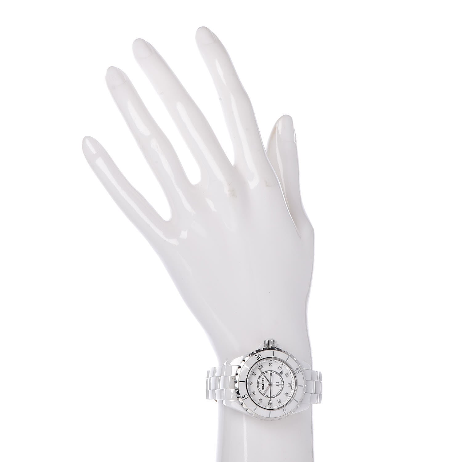 Chanel Stainless Steel Ceramic Diamond 33mm J12 Quartz Watch White 2 of 6