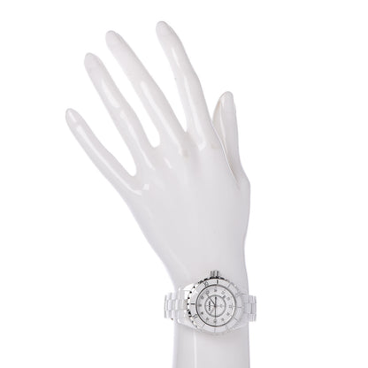 Chanel Stainless Steel Ceramic Diamond 33mm J12 Quartz Watch White 2 of 6