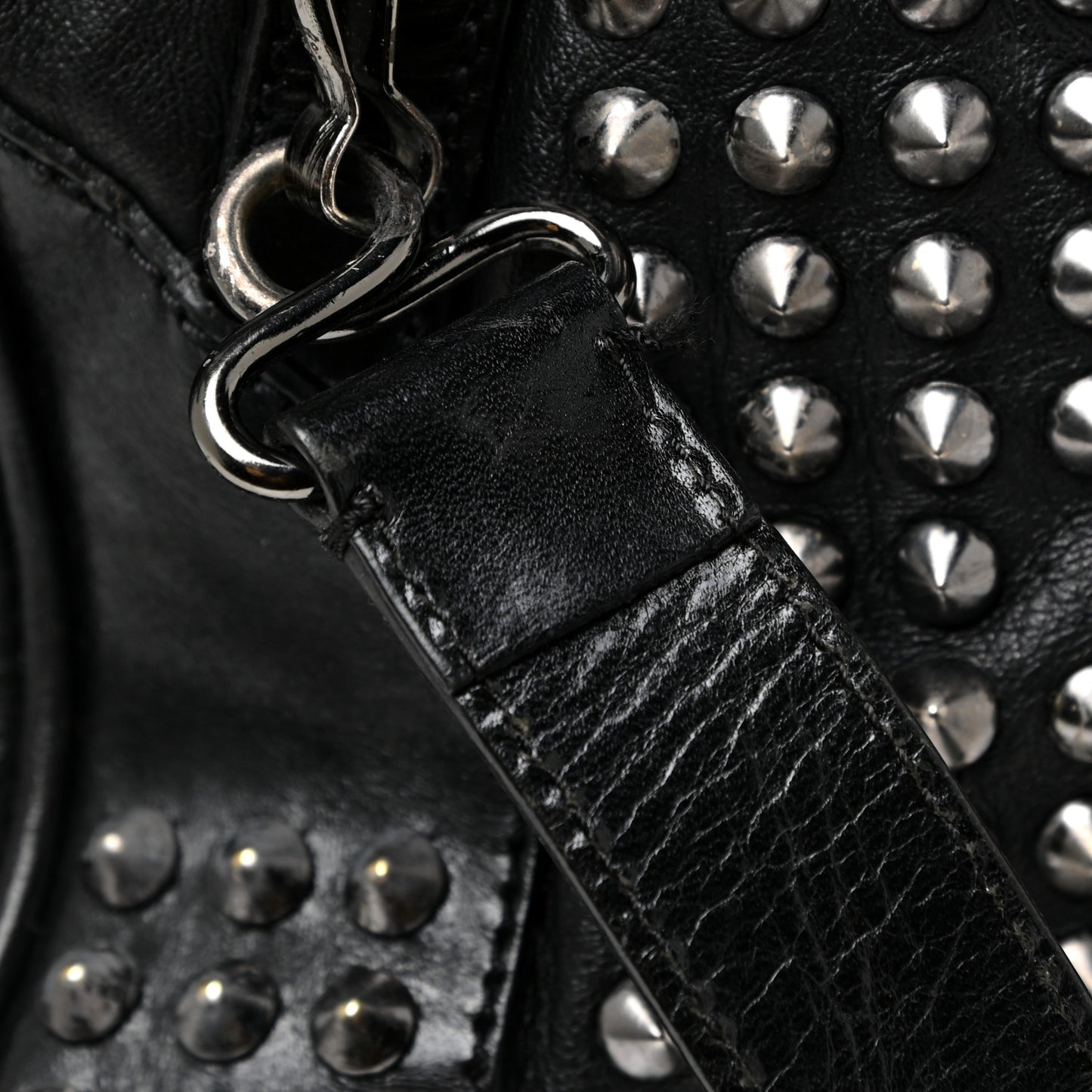 Lambskin Studded Small Edenham Satchel Black