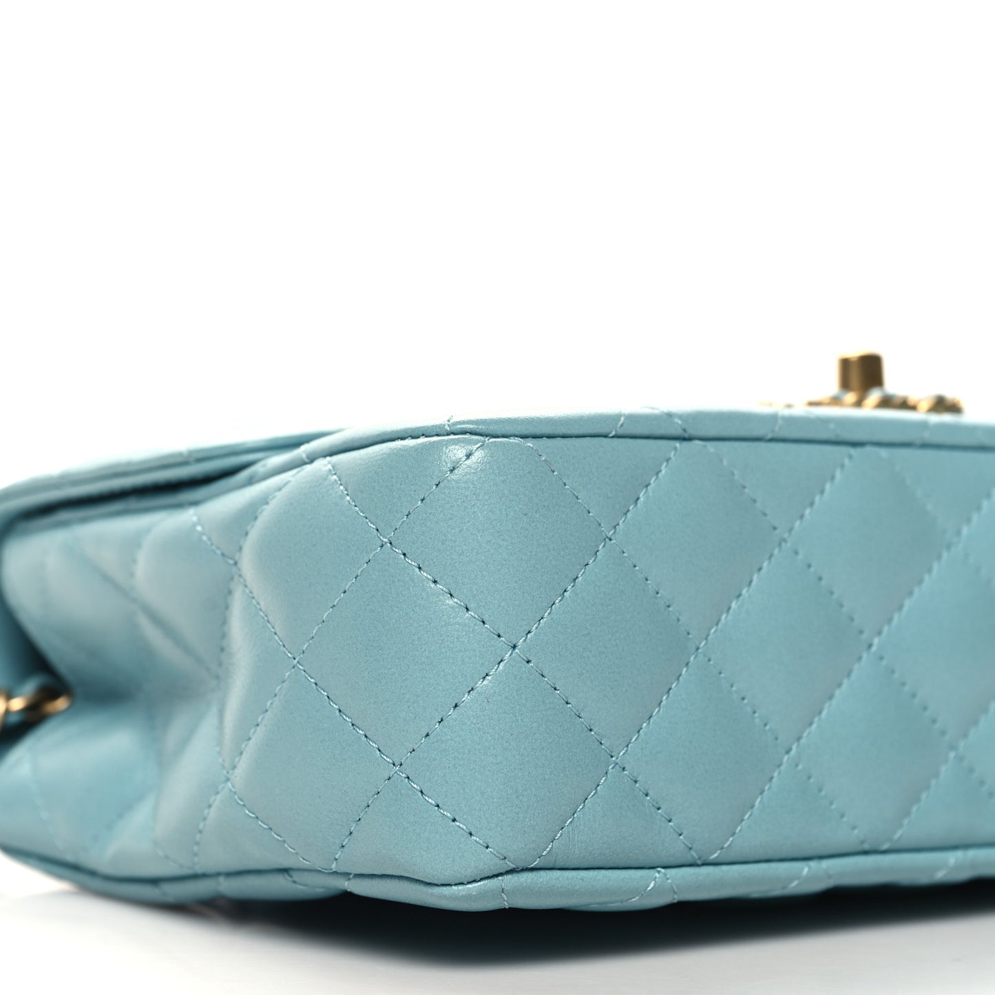 Lambskin Quilted Small Strass On Top Flap Bag Light Blue